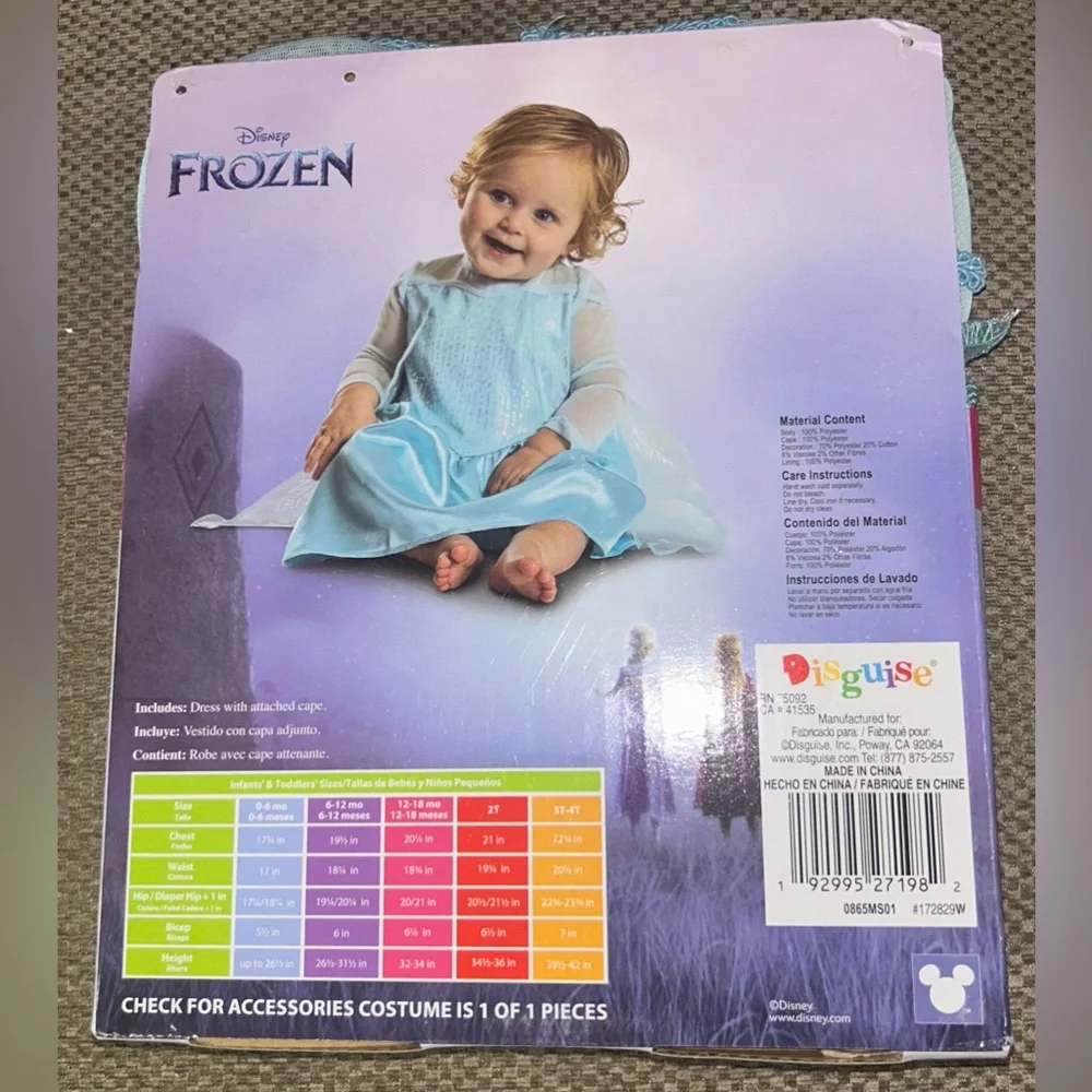 Disney Frozen Elsa Infant Costume, Official Frozen Baby Costume Onsie with Cape - Picture 4 of 4